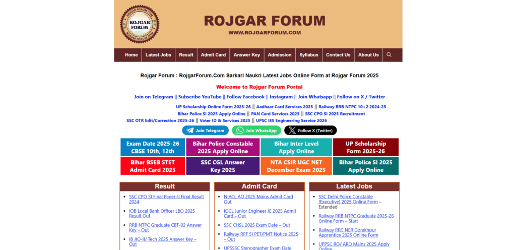Rojgar Forum, Rojgar Result, Sarkari Result 2025 , Sarkari Results , Sarkari Jobs , sarkari result , sarkaruresult.com